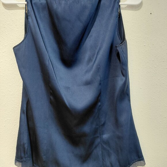 Elie Tahari Navy Blue Top Camisole Sleeveless Tank Romantic Feminine Lace - Picture 3 of 7